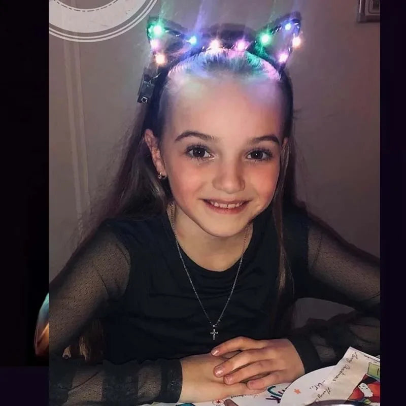 LED Cat Ear Headband – Flashing Glow Party Hair Accessory LED Party Headband Babs