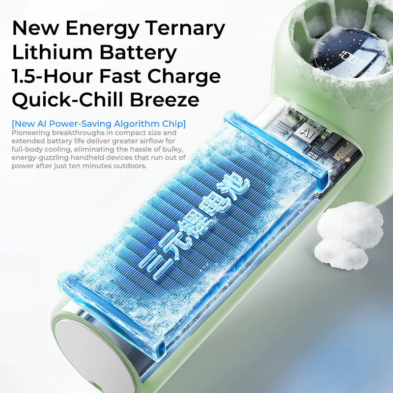USB Rechargeable Mini Turbo Fan – Brushless Motor & Digital Display Portable Handheld Fan Babs