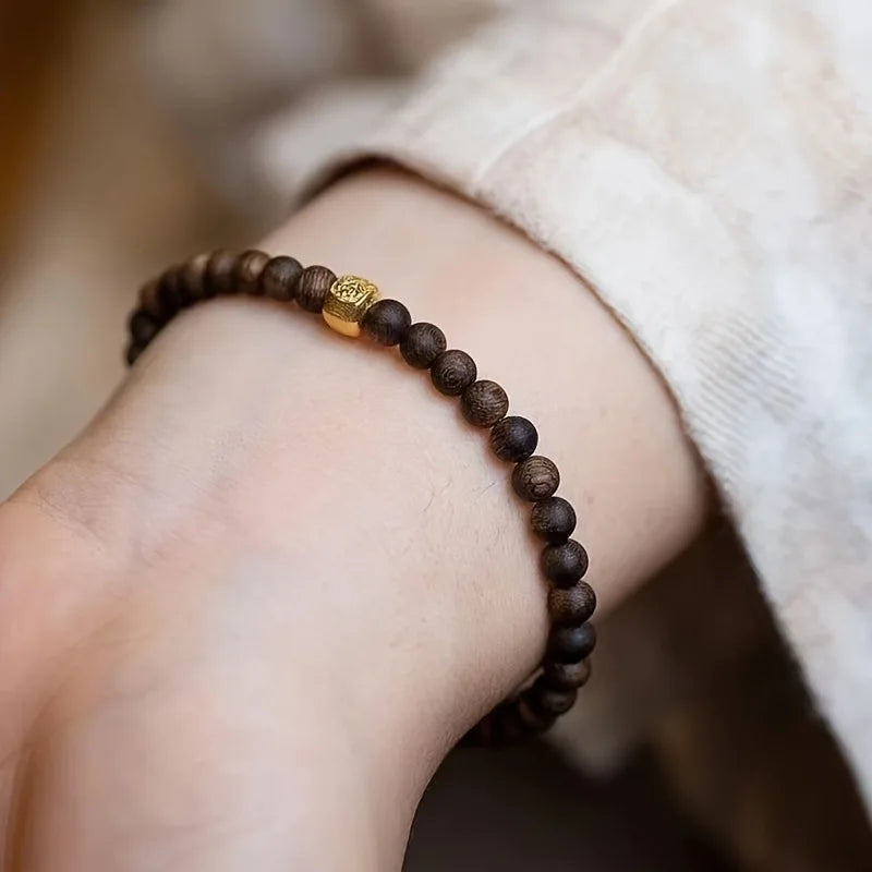 Vintage Bohemian Beaded Bracelet | Retro Wood Bead Wristband Beaded Bracelet Babs