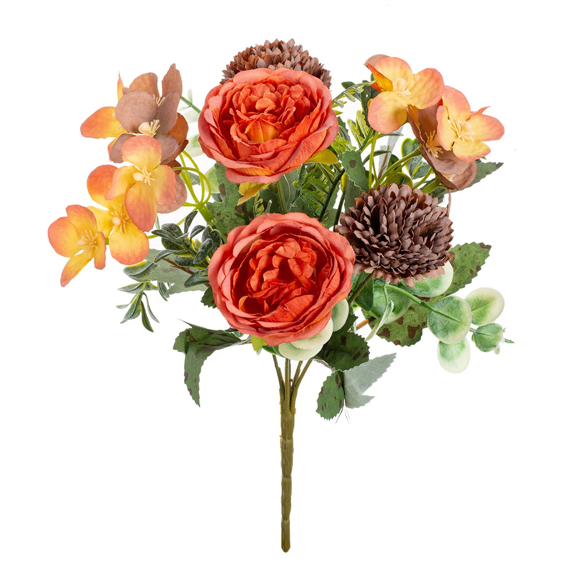 Silk Peony & Chrysanthemum Artificial Flowers | Wedding & Home Artificial Silk Flowers Babs Orange 1pc