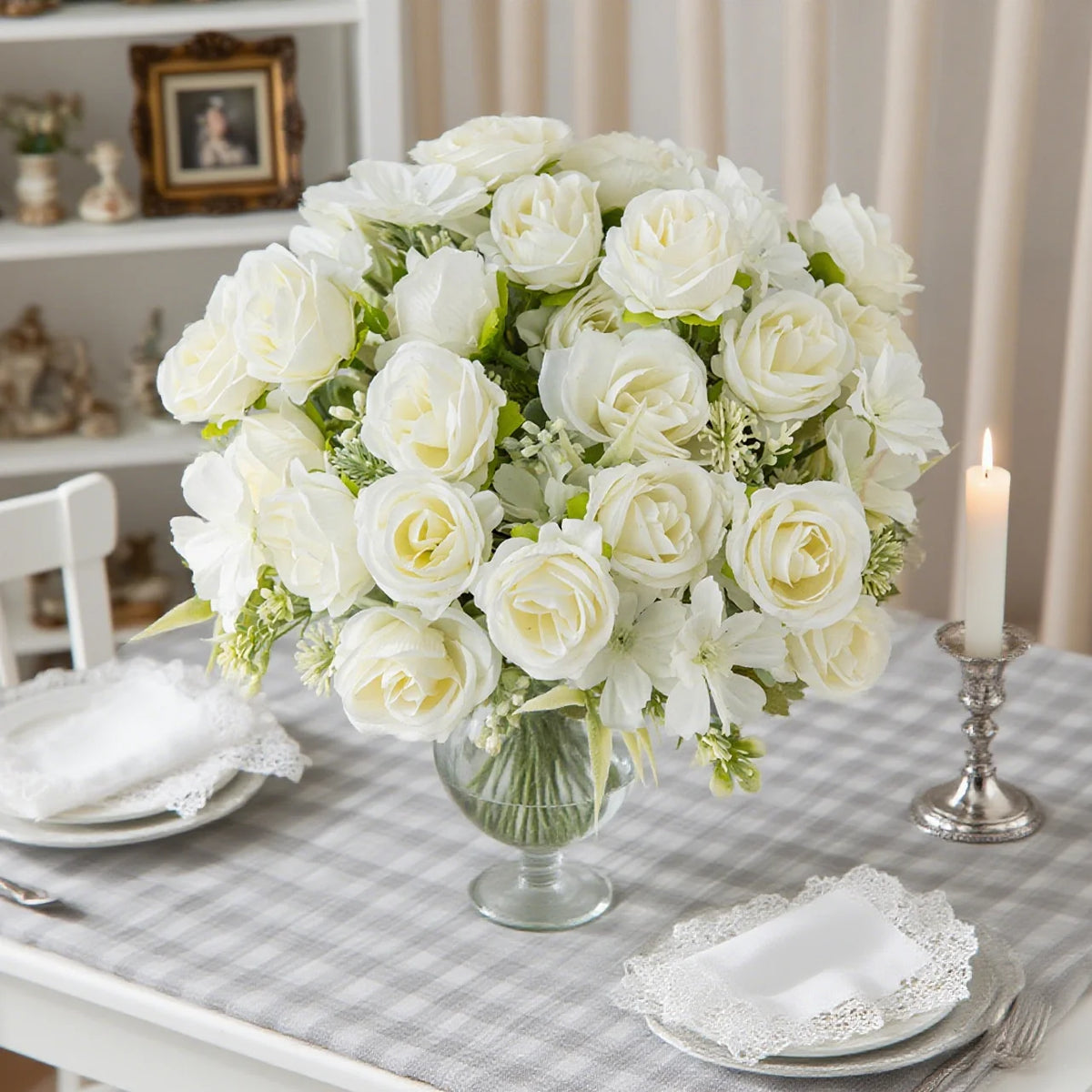 Artificial Silk Rose Bouquet – Wedding & Home Décor, 29cm Artificial Flower Bouquet Babs