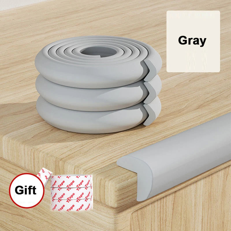 2M L-Shaped Baby Safety Edge Guard Strip | Soft NBR Bumper Edge & Corner Guard Babs Gray-2M