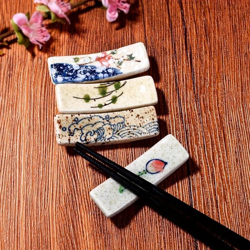 4-Pack Porcelain Chopstick Holder & Spoon Rest | Ceramic Set Chopstick Holder Set Babs