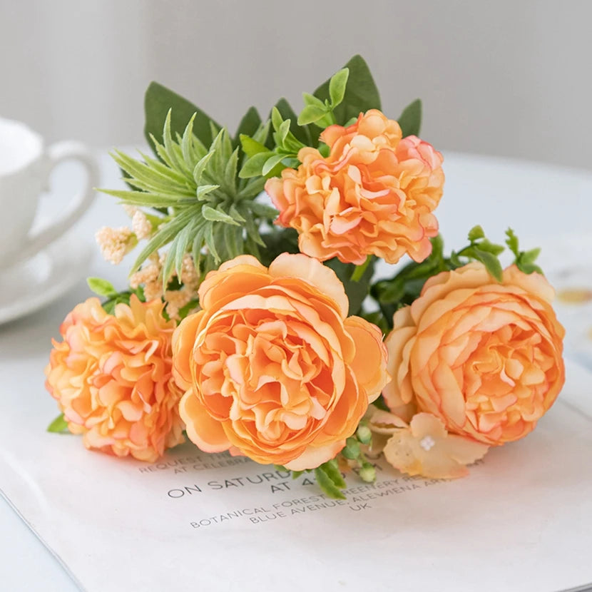 Artificial Silk Peony Chrysanthemum Bouquet – Wedding & Home Décor Artificial Flower Bouquet Babs color 2 3 pcs