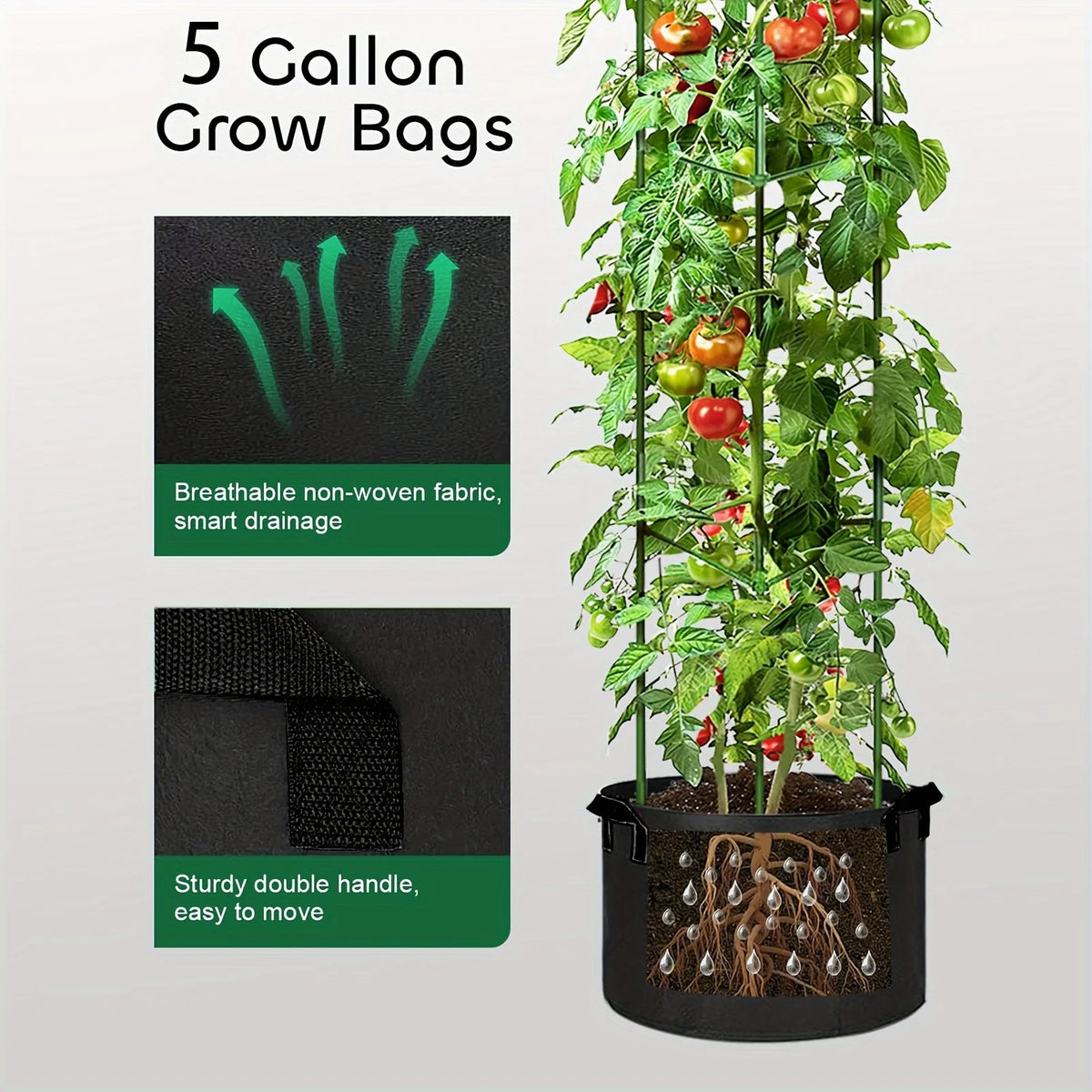 2-Pack Box-Style Tomato Planting Bags | Non-Woven Fabric Planters Fabric Grow Bags Babs