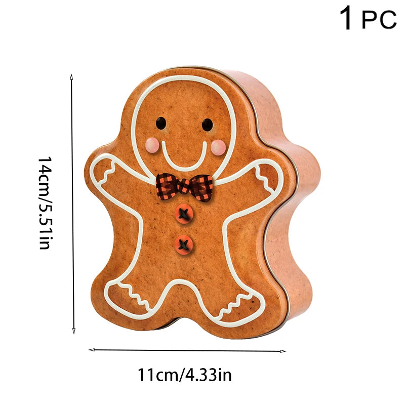 Christmas Gingerbread Iron Candy Gift Box – Xmas Home Decor Holiday Gift Box Babs D as picture