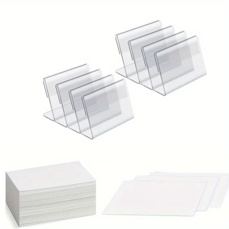 8pcs Transparent L-Shaped Business Card & Sign Display Stand Card Display Stand Babs