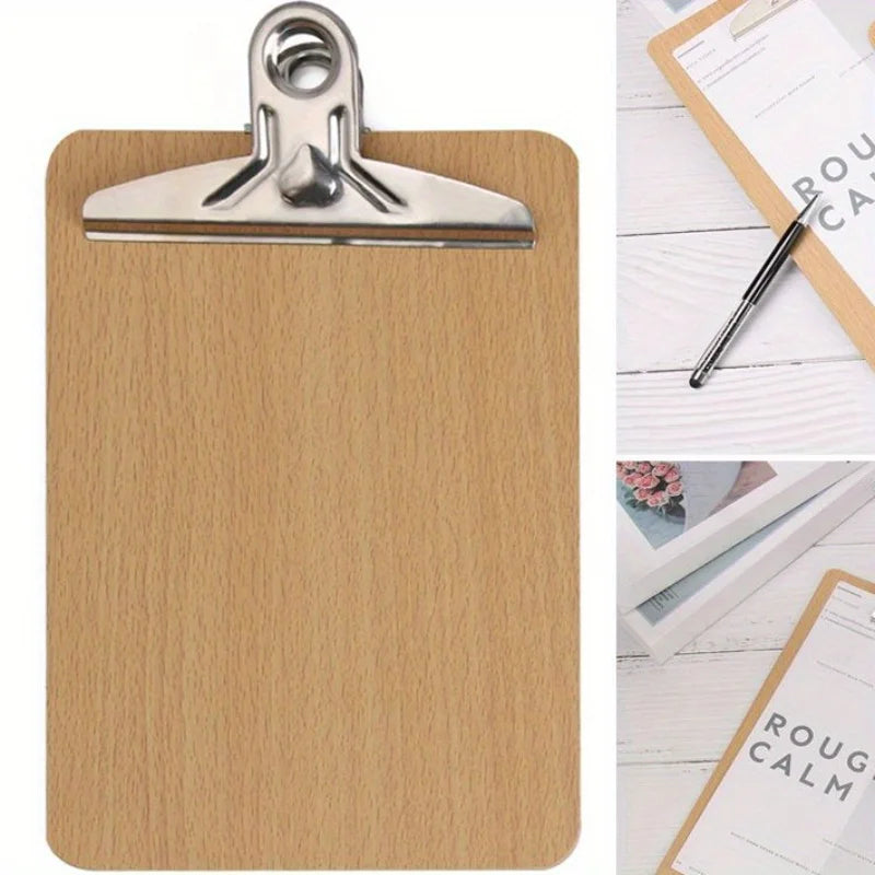 Wooden A4 Clipboard – Wood Writing Pad & Note Board with Clip Wooden Clipboard Babs