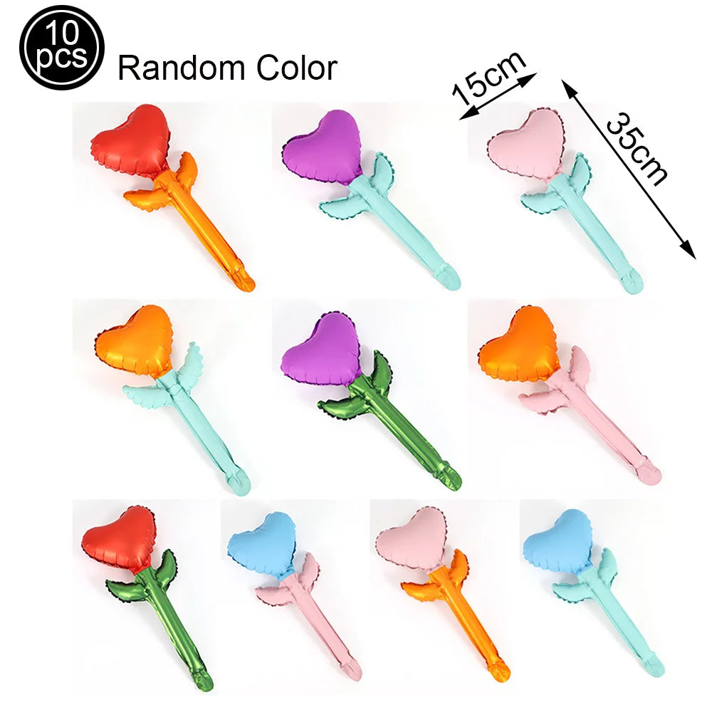 10pcs Mini Rose Flower Balloons – Wedding & Party Décor Foil Party Balloons Babs Camouflage As pictures show