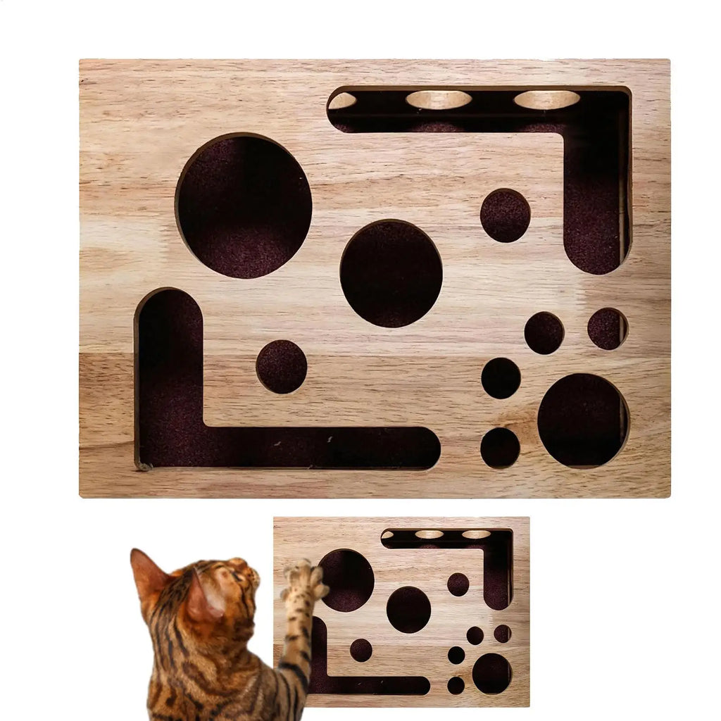 Cat Wooden Scratch Maze Toy – Interactive Nail File Puzzle Box Cat Scratch Puzzle Toy Babs