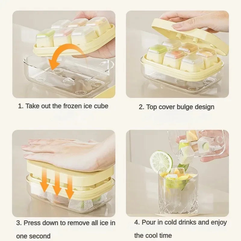 6-Grid Silicone Ice Cube Mold with Cover – Food Grade Tray Silicone Ice Tray Babs