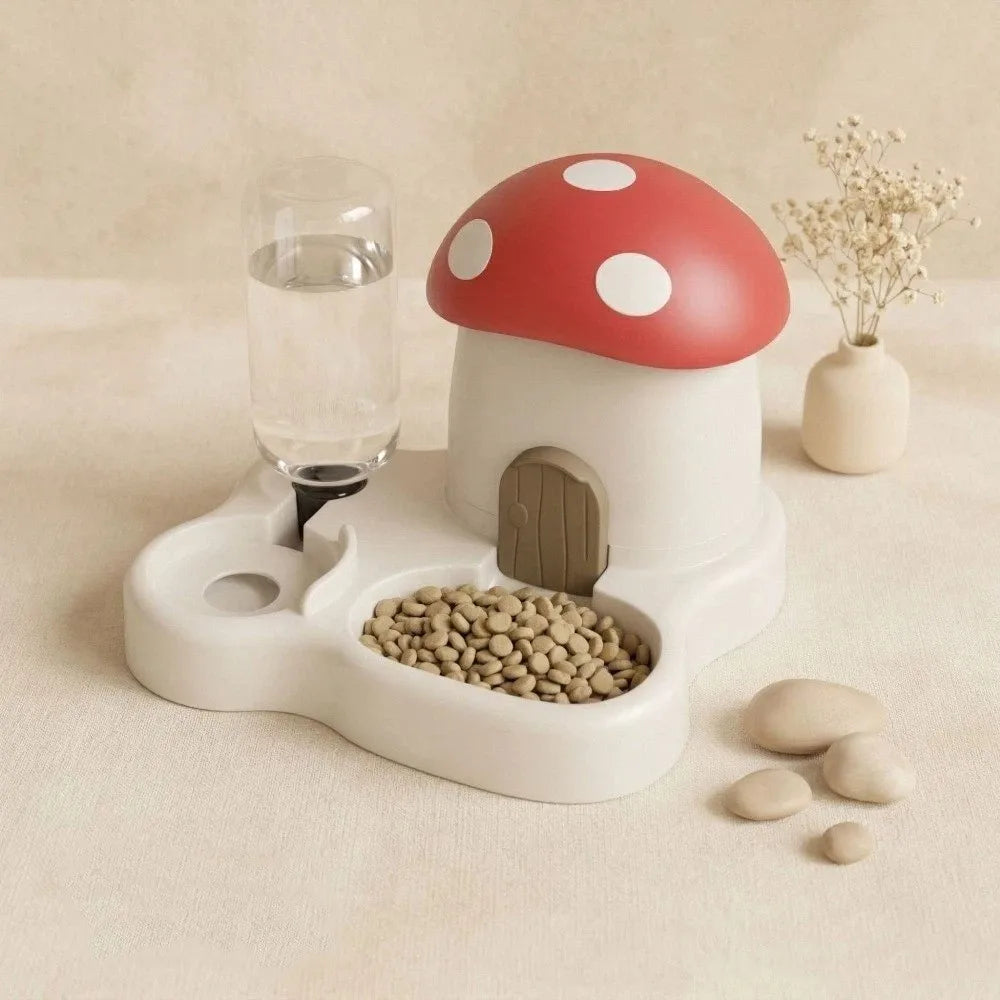 2-in-1 Mushroom Automatic Pet Feeder & Water Dispenser Automatic Pet Feeder Babs Red