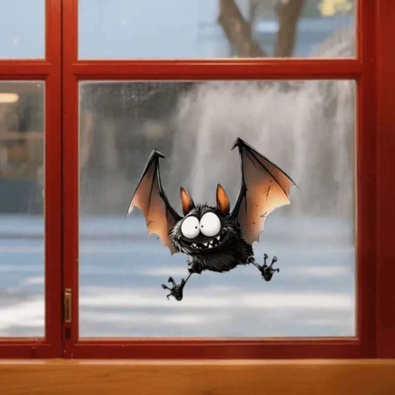 Cartoon Bat Halloween Window Cling Decal – Removable PVC Sticker Window Cling Decal Babs