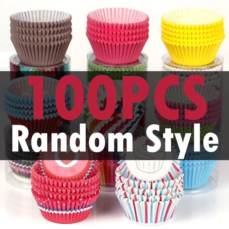 100 Pcs Multicolor Cupcake Liners – Greaseproof Muffin Paper Cups Cupcake Liners Babs 100pcs random style Random