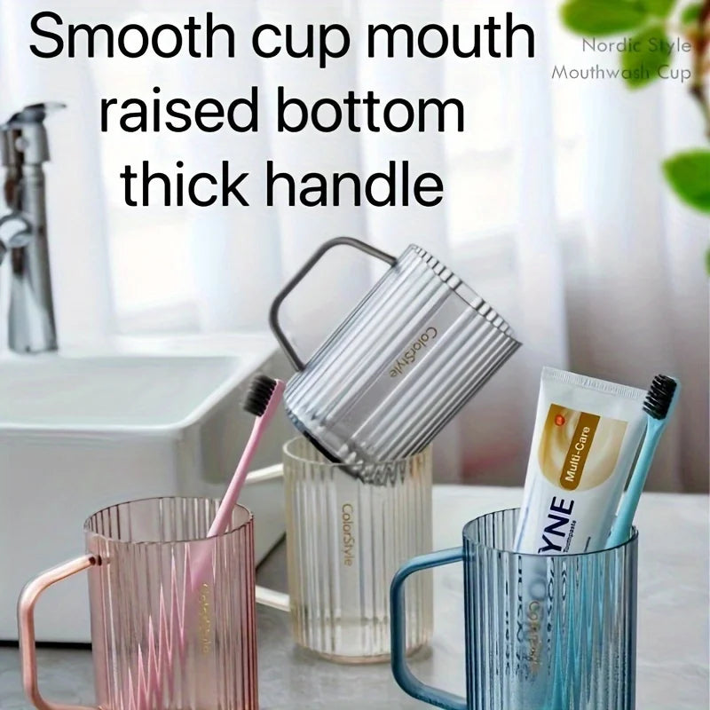 Plastic Mouthwash Cup With Handle – Minimalist Bathroom Tumbler Bathroom Tumbler Cup Babs