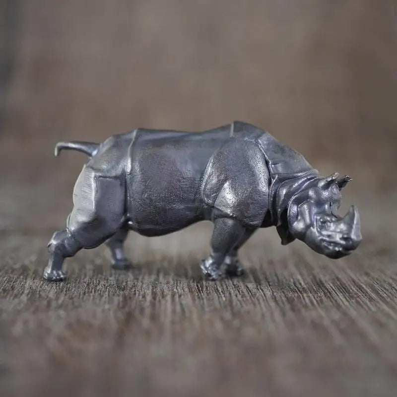 Brass Rhinoceros Figurine | Copper Animal Miniature Desk Ornament Decorative Figurine Babs