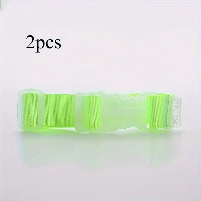 2pcs Colorful Nylon Luggage Straps – Adjustable Travel Belts Luggage Strap Babs Green
