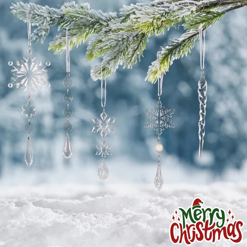 Crystal Snowflake Ice Stick Ornaments – Christmas Tree Decor Christmas Ornaments Babs