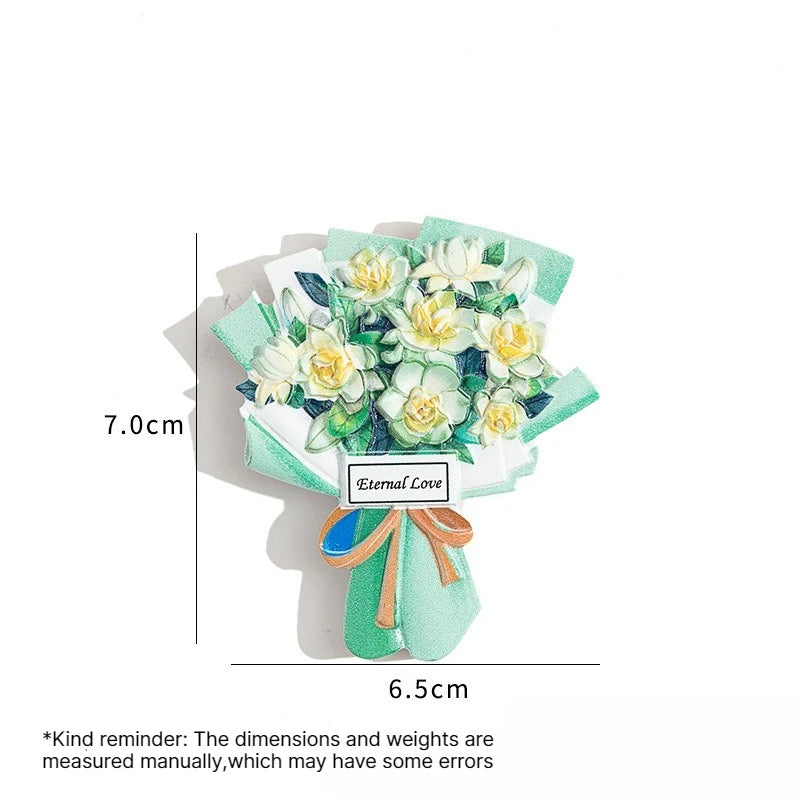 3D Flower Bouquet Fridge Magnets – Resin Tulip Lily Carnation Decorative Fridge Magnet Babs