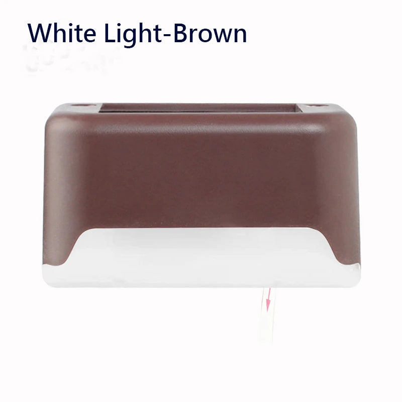 Solar Fence Lights Outdoor Waterproof LED Garden Step Lamps Solar Outdoor Light Babs White Light-Brown 1PC