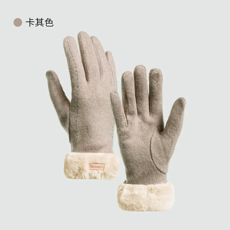 Women's Winter Thermal Touchscreen Gloves – Cashmere Lined Thermal Cycling Gloves Babs caffee