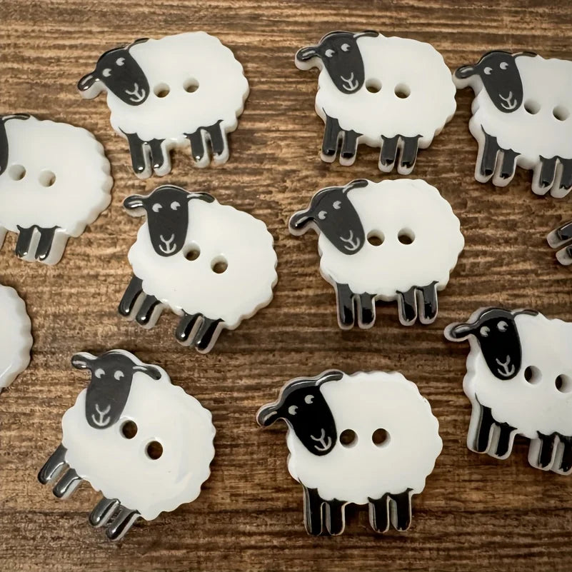 Sheep-Shaped Resin Buttons | 2-Hole DIY Fabric Buttons Novelty Craft Buttons Babs