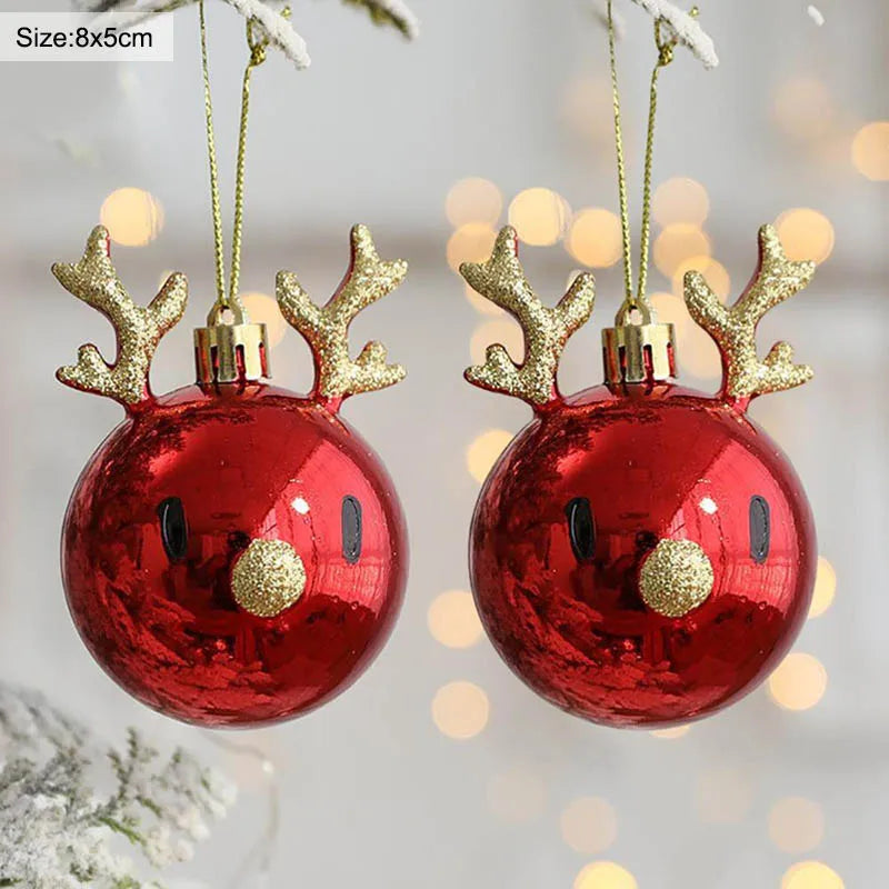 2pcs Elk Christmas Ball Ornaments – Xmas Tree Hanging Baubles Christmas Tree Ornaments Babs 2Pcs C Other