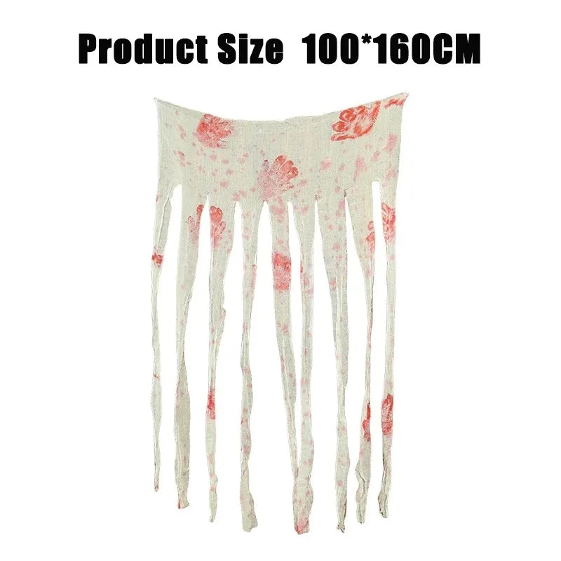 Halloween Blood Handprint Gauze Tablecloth – Haunted Décor Halloween Party Décor Babs