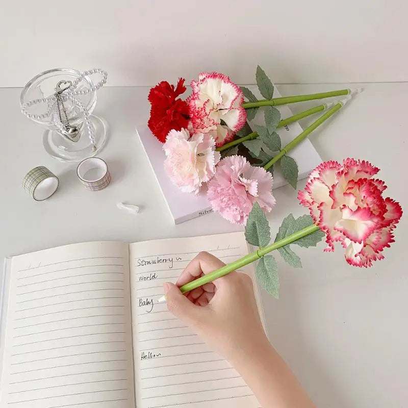 Artificial Flower Gel Pen – Carnation Rose Teacher's Day Gift Novelty Gel Pen Babs