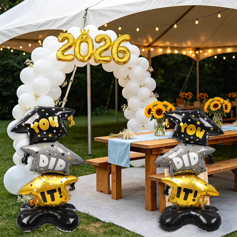 2026 Graduation Balloon Set – Doctorate Cap Foil Party Decor Graduation Party Balloons Babs