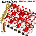 16PCS Wooden Christmas Hat Hanging Ornaments – Red & White Christmas Ornaments Babs Red