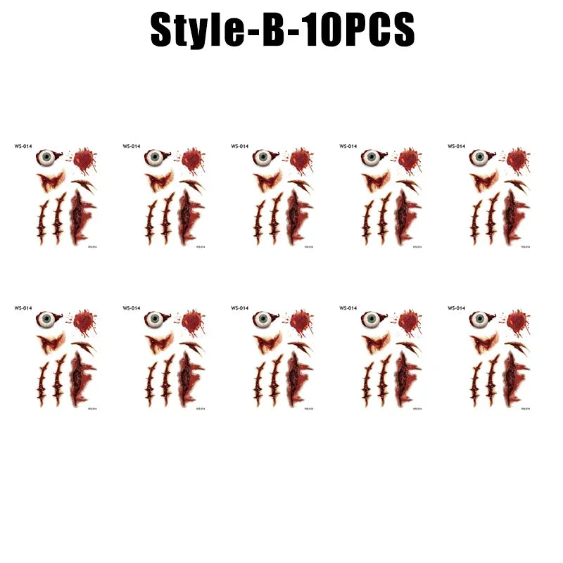 Halloween Wound Temporary Tattoos – Realistic Blood FX Costume