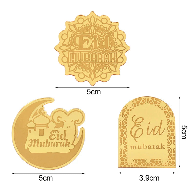 Eid Mubarak Gold Acrylic Cake Toppers | Ramadan Party Decor Cake Toppers Babs