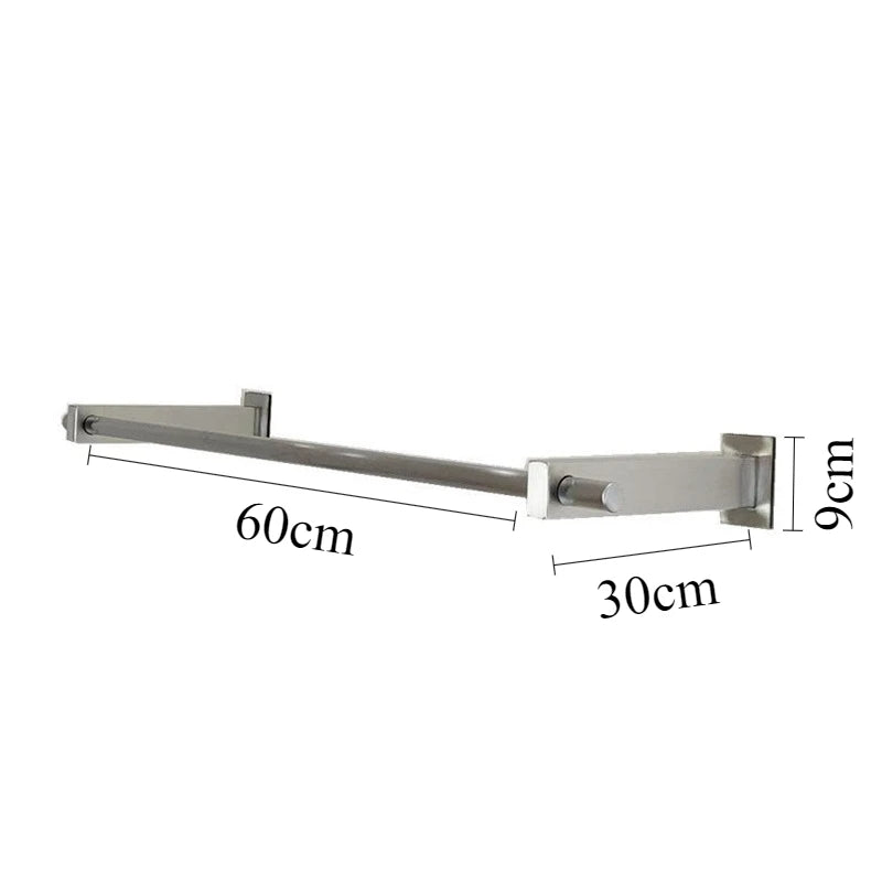 Wall Mounted Stainless Steel Coat Rack – Modern 2-Hook Hanger Wall Mounted Coat Rack Babs 2 Brackets-0.6M