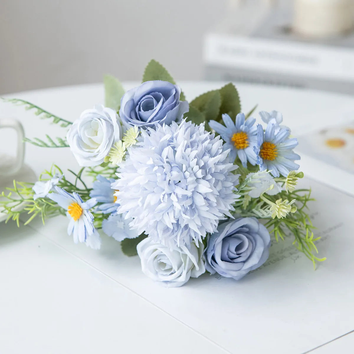 Silk Rose & Chrysanthemum Artificial Bouquet | Wedding & Home Décor Artificial Silk Bouquet Babs 4 4 pcs