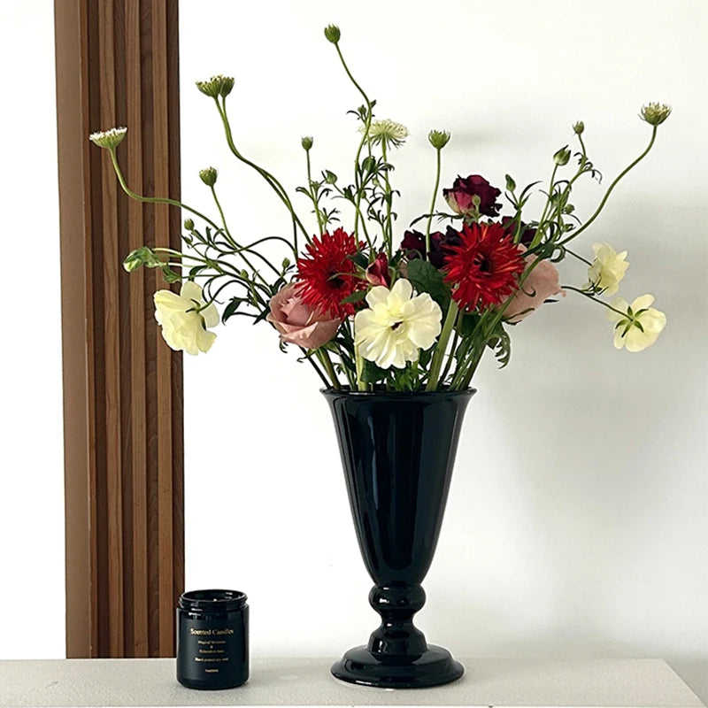 Modern Ceramic Vase | Nordic Minimalist Hydroponic Décor Decorative Ceramic Vase Babs Black