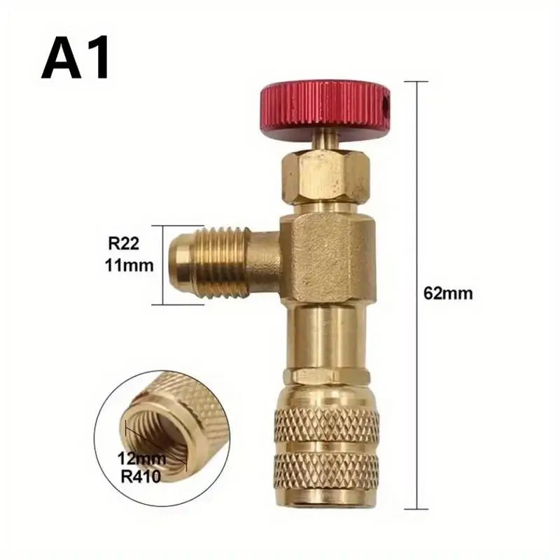 R410A R22 Refrigerant Charging Adapter – 1/4" Copper Safety Valve HVAC Charging Adapter Babs