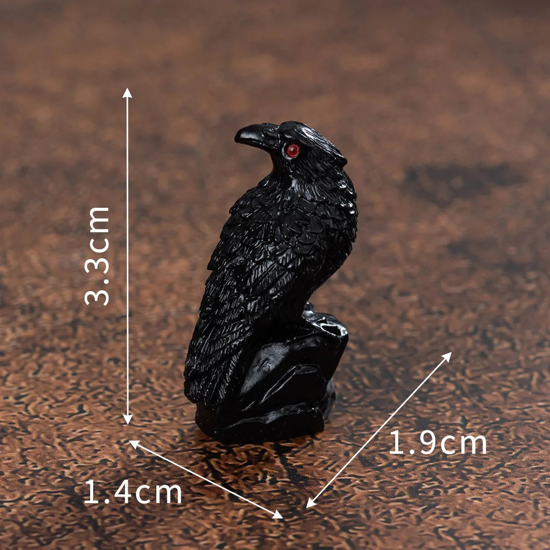 Gothic Crow Resin Figurine | Black Raven Skeleton Halloween Decor Resin Decorative Figurine Babs No.2