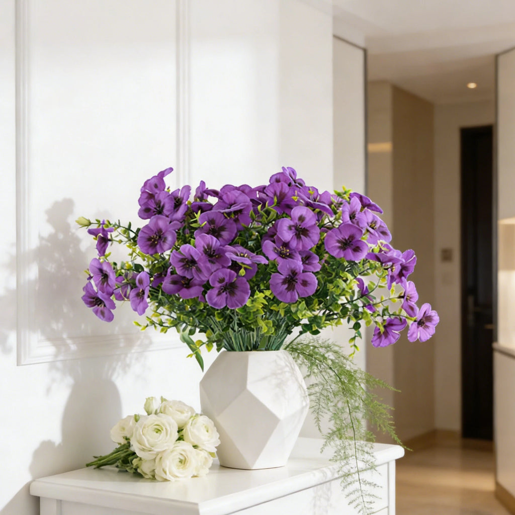 6 Bundles Artificial Silk Pansy Flowers for Wedding & Home Décor Artificial Flower Bouquet Babs
