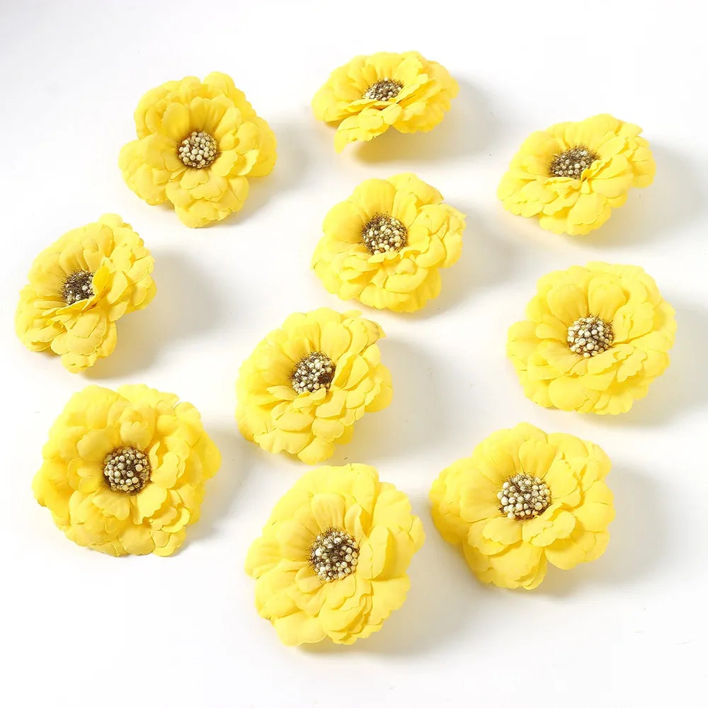Yellow Silk Artificial Rose Heads – Wedding & Home Décor DIY Artificial Silk Flowers Babs 4 10Pcs