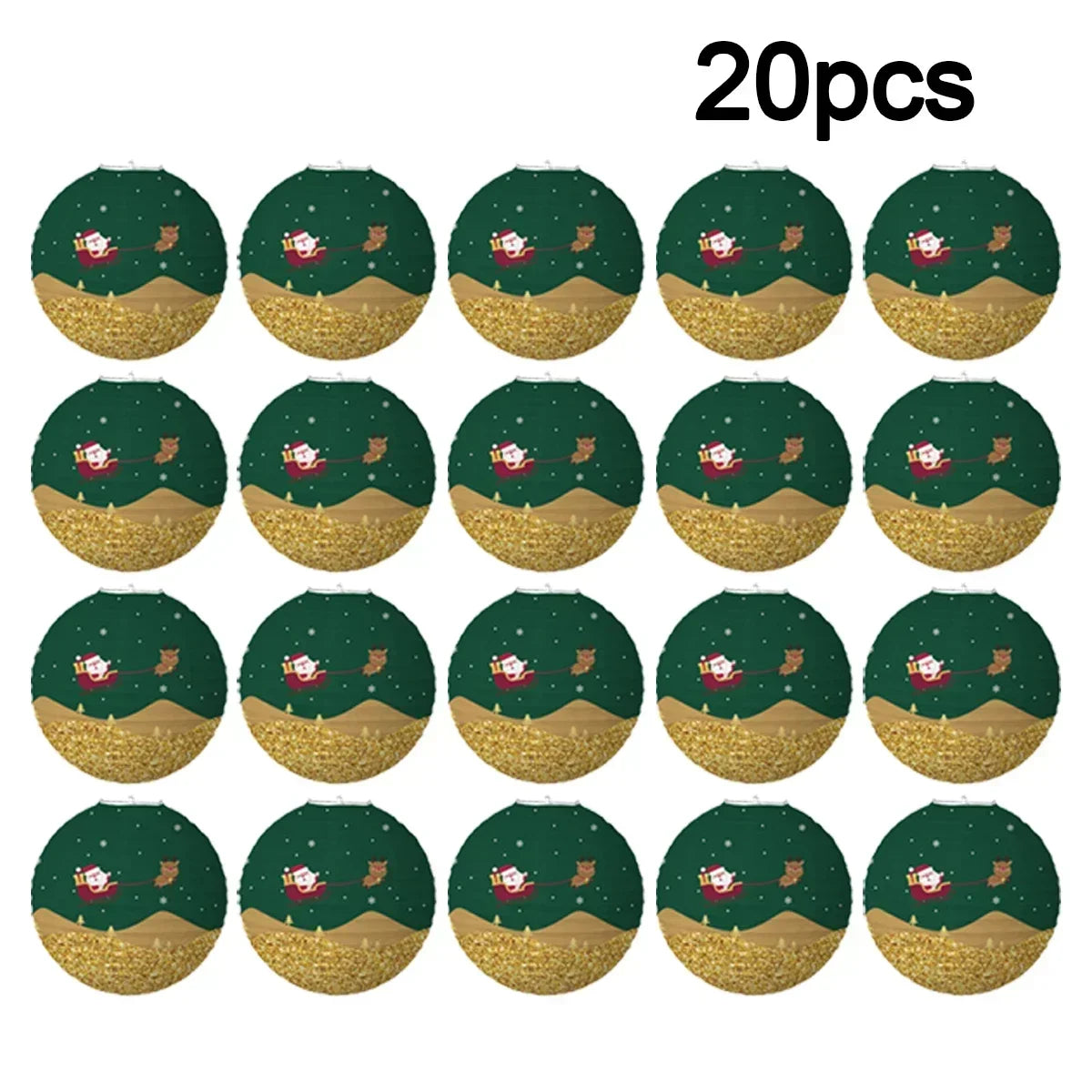 Holiday Paper Lantern Decor Set – Party & Christmas Ornaments Paper Lantern Set Babs 30cm sleigh 20pcs