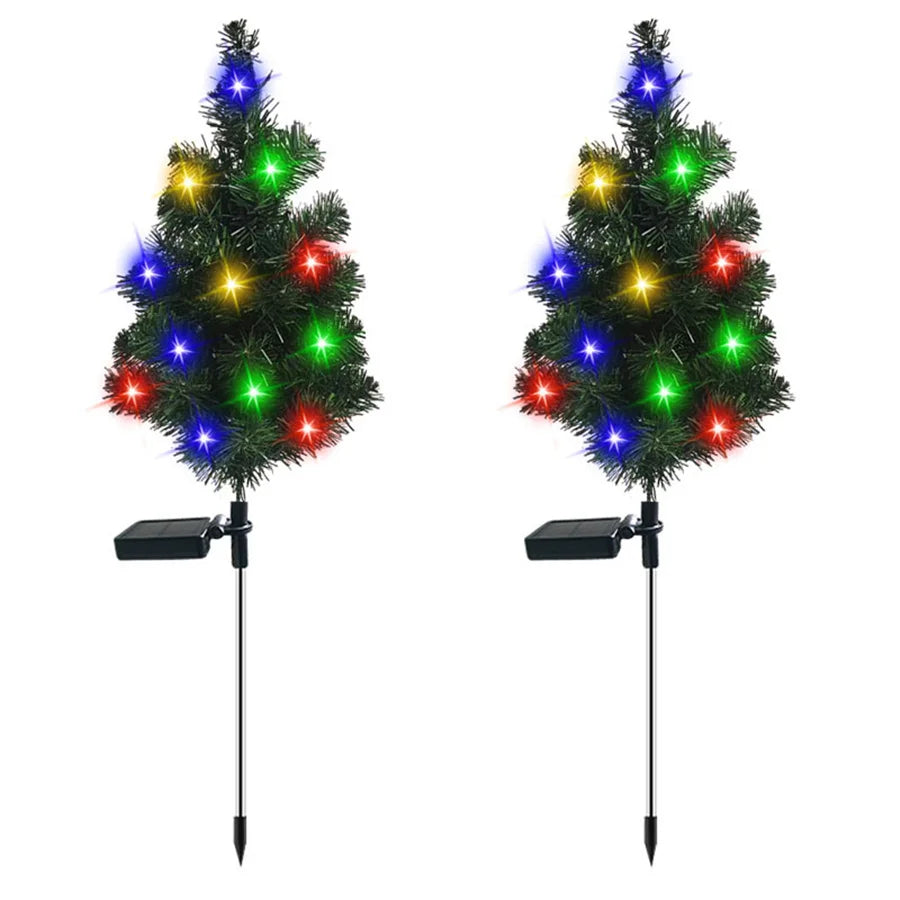 Solar Christmas Tree Stake Lights – Waterproof Outdoor Yard Decor Solar Garden Stake Light Babs 2PCS
