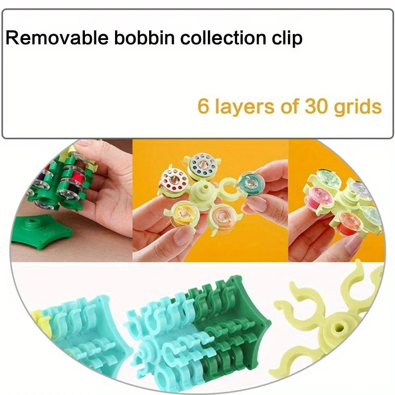60-Spool Bobbin Tower Storage Stand with Holder Clamps Bobbin Storage Stand Babs