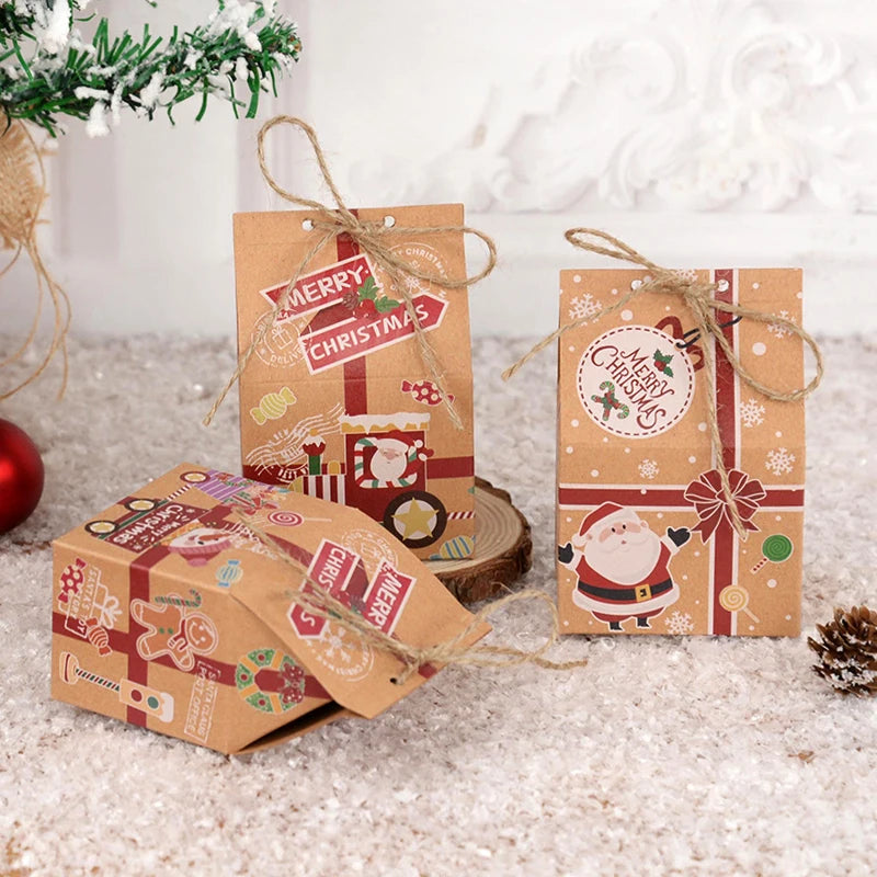 Christmas Kraft Paper Candy Gift Boxes – Santa House Design Holiday Gift Boxes Babs