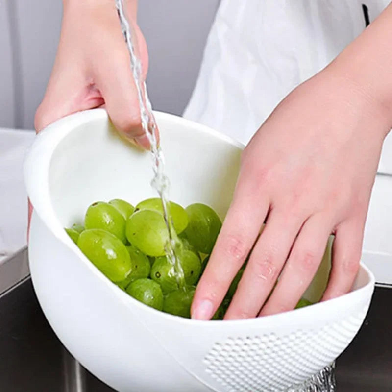 Colander Drain Basket with Handle – Rice, Fruit & Veggie Washing Kitchen Colander Babs