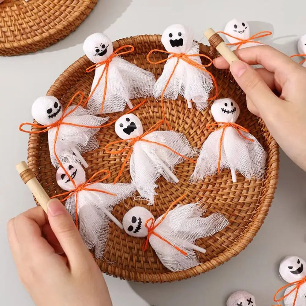 12 Pcs Halloween Ghost Lollipop Wrappers – DIY Candy Decor Halloween Party Favors Babs