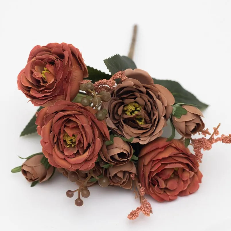 Silk Peony Artificial Flowers – Wedding & Home Décor Artificial Silk Flowers Babs (Orange) 4 pcs