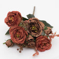 Artificial Silk Peony Rose Bouquet – Wedding & Home Décor Artificial Flower Bouquet Babs (Orange) 1 pc