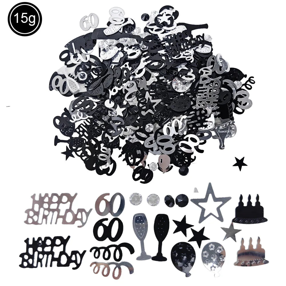 Rose Gold Birthday Confetti Foil Stars & Sequins Table Decor Party Confetti Decor Babs 60th black sliver