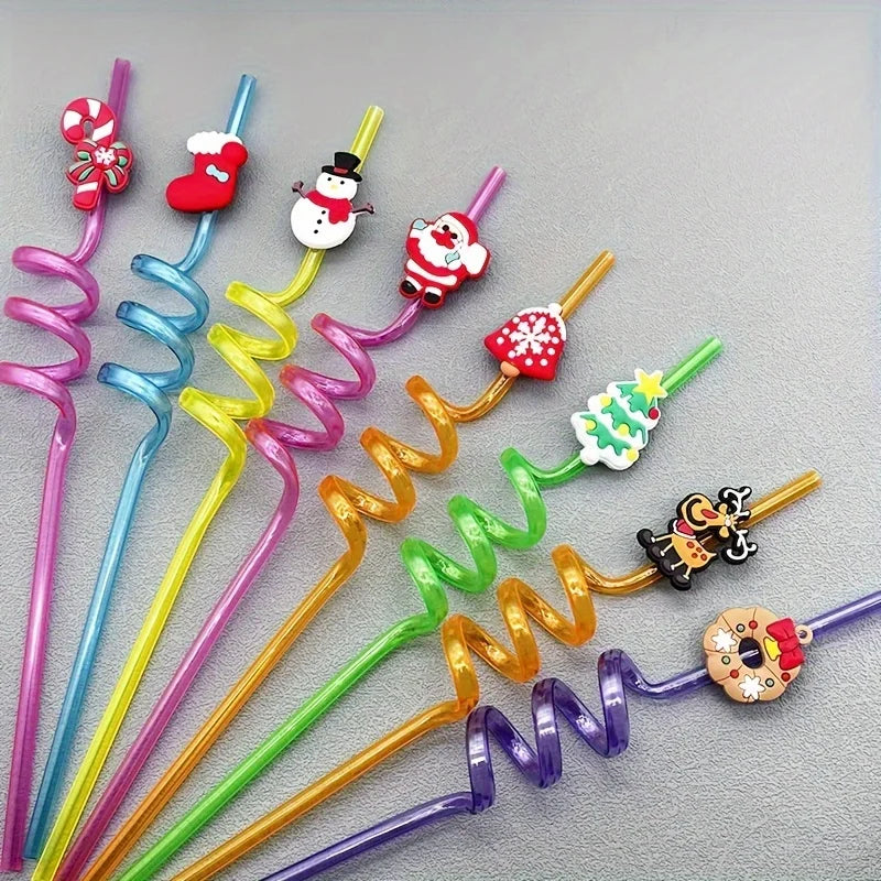 8-Pack Reusable Christmas Party Straws – Holiday Drink Decor Holiday Party Straws Babs